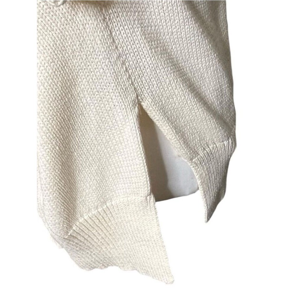 Theory Oversize Chunky Ecru Sweater Pullover with Slits Ivory cotton size small - Picture 11 of 13